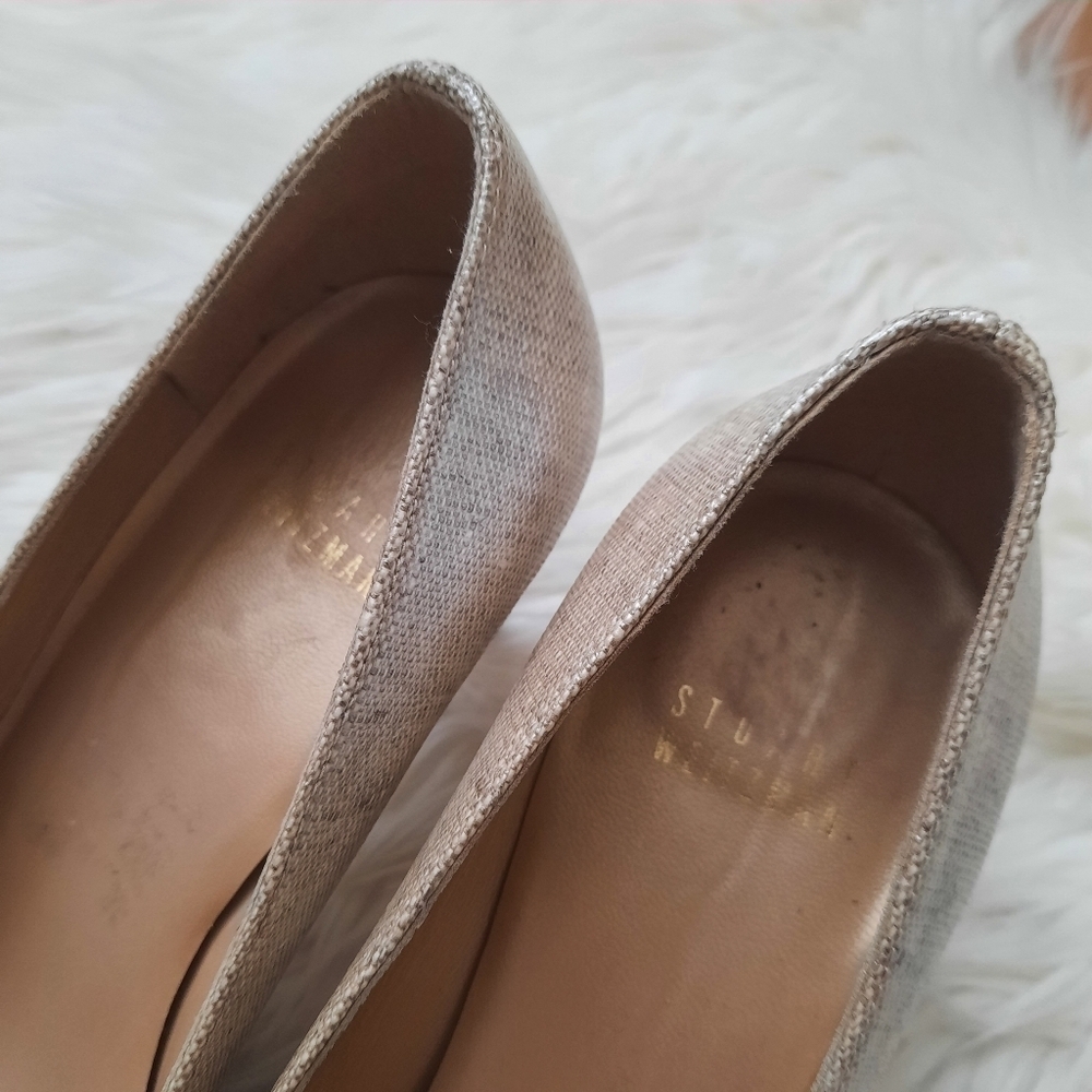 Stuart Weitzman Cream Coated Canvas Pumps 8.5M - Picture 5 of 9